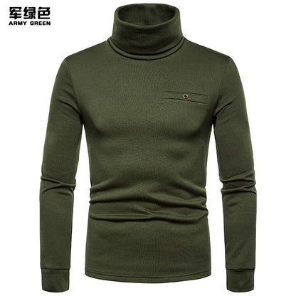 Men's Plus Size Fleece Turtle Neck Long Sleeves T-shirt