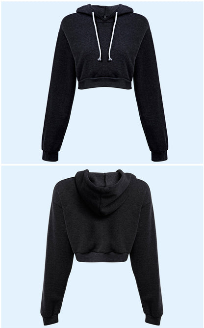 Casual Hooded Pure Color Hoodie for Women 2543