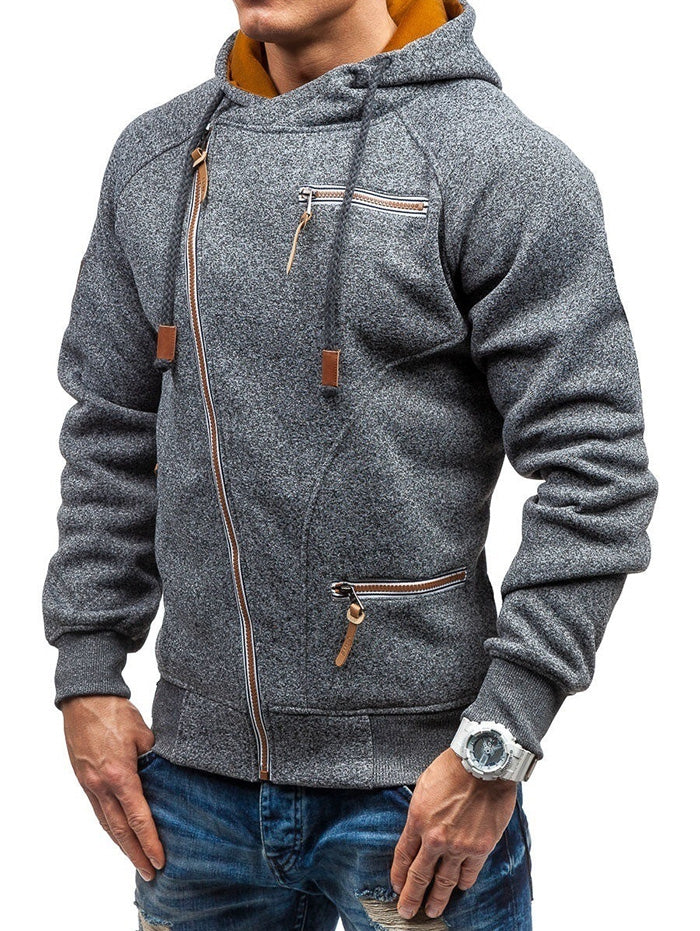 Personality Side Zipper Hooded Sweater for Men
