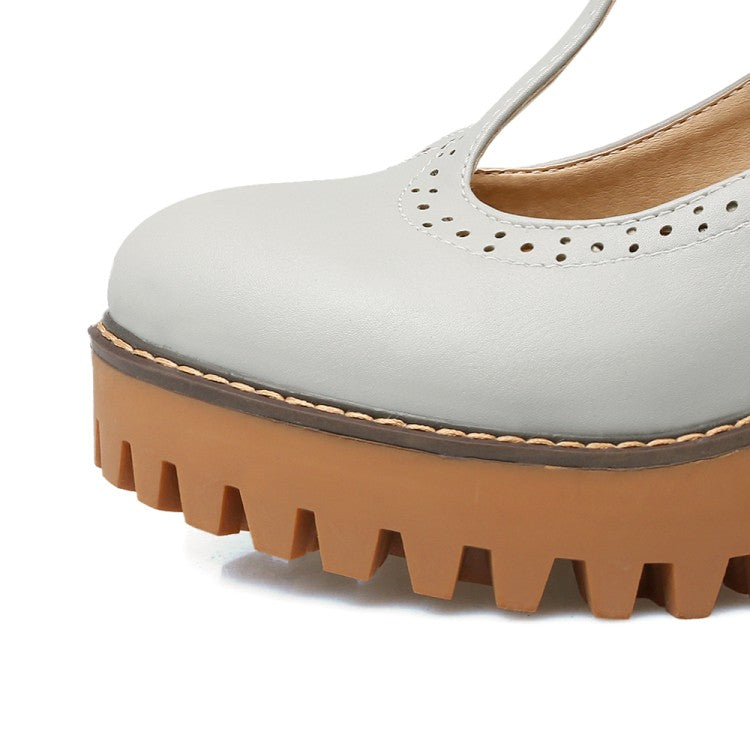 Bow Platform Medium Chunky Heel Shoes for Woman 7815