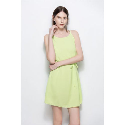 Round-necked Chiffon Sling Skirt Beam Waist Strap Sexy Women Dresses