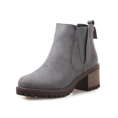 Women Chelsea Boots High Heels Short Boots Shoes Woman