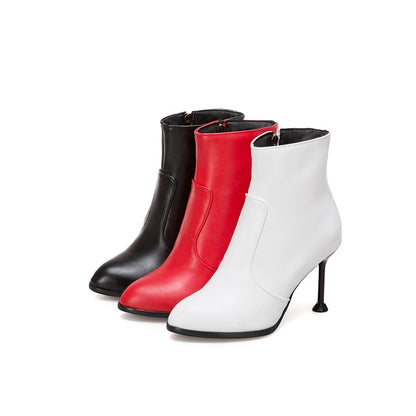 Women Pointed Toe Zipper High Heel Ankle Boots Stiletto Heels