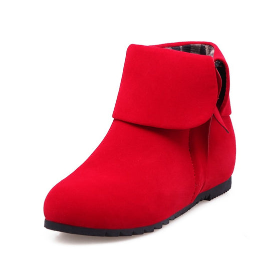 Women's Suede Wedges Heel Short Boots