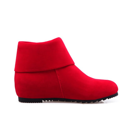 Women's Suede Wedges Heel Short Boots