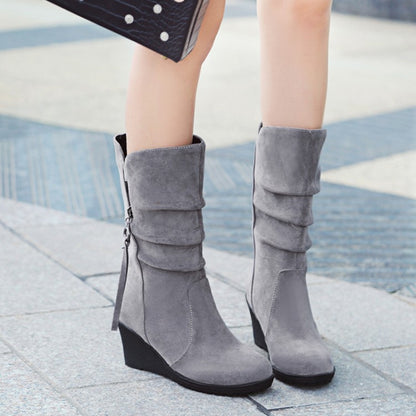 Women's Wedge Heel Mid Calf Boots