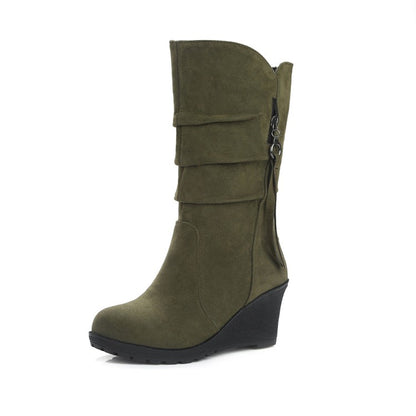 Women's Wedge Heel Mid Calf Boots