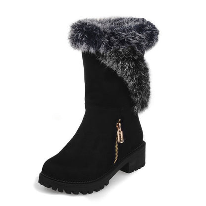 Women's Mid Heel Mid Calf Snow Boots