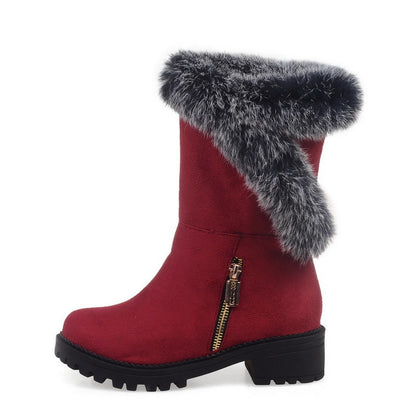 Women's Mid Heel Mid Calf Snow Boots