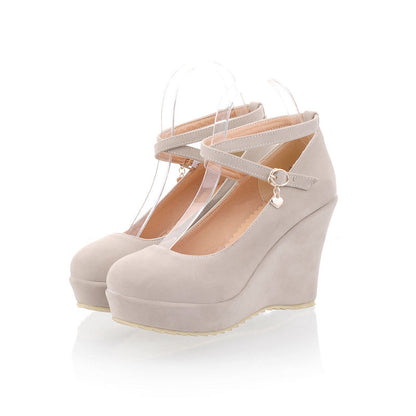 Women's Ankle Strap Heels Platform Wedges Shoes