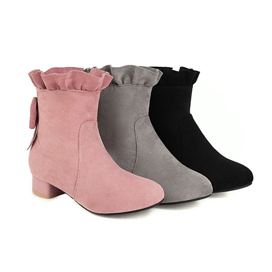 Women's  Ruffle High Heel Short Boots