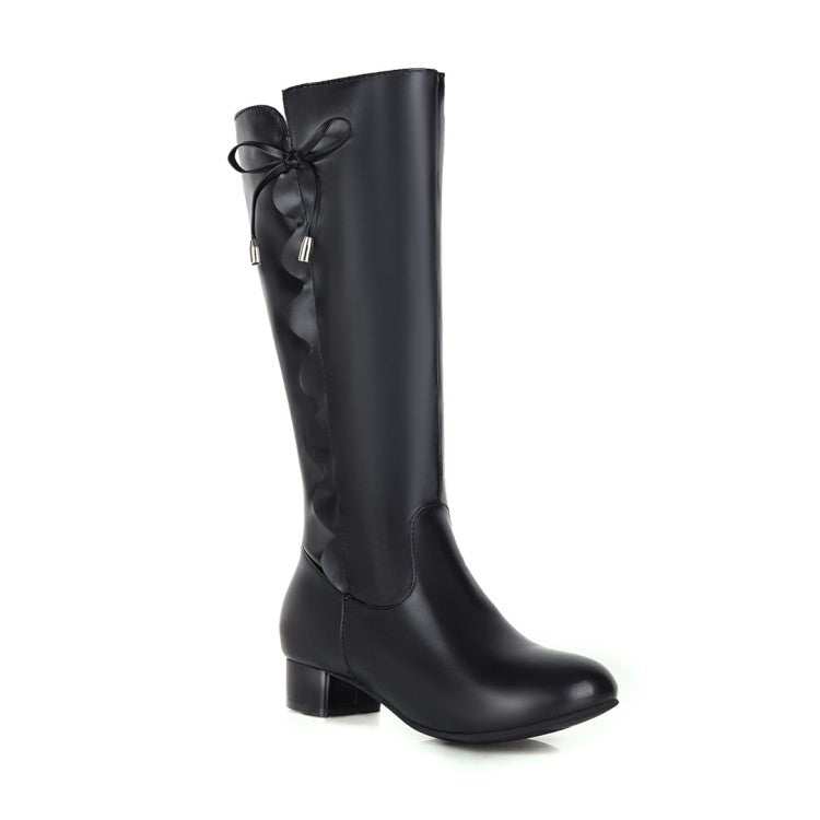 Women's  Knot Low Heel Mid Calf Boots