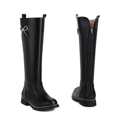 Womens' Knot Low Heels Knee High Boots