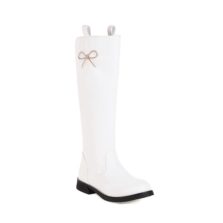 Womens' Knot Low Heels Knee High Boots