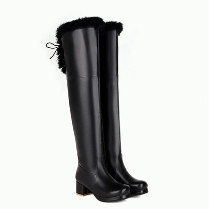 Womens' Block Heels Over the Knee Snow Boots