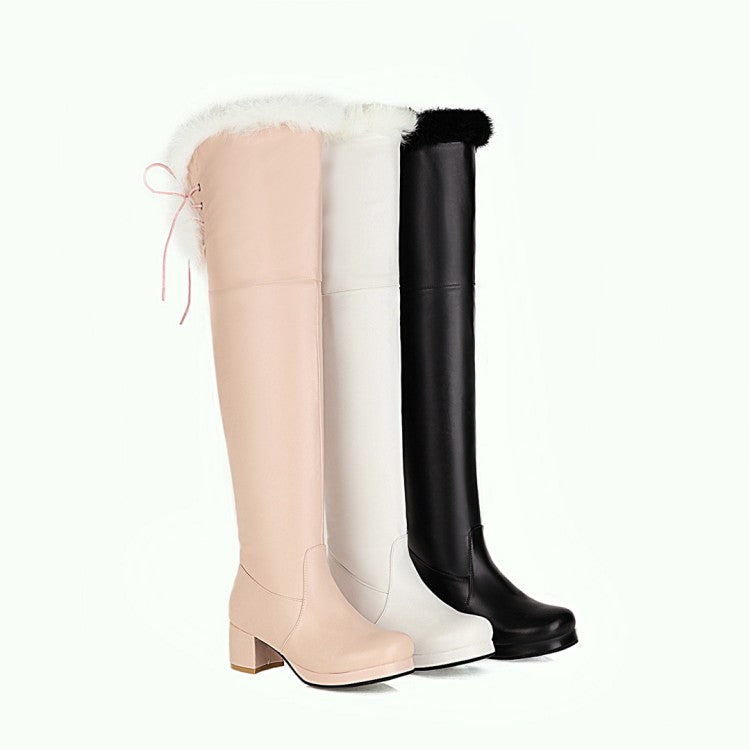 Womens' Block Heels Over the Knee Snow Boots