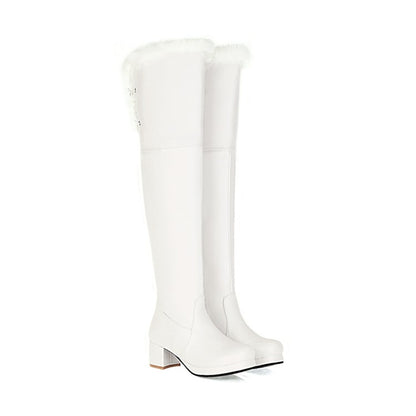 Womens' Block Heels Over the Knee Snow Boots