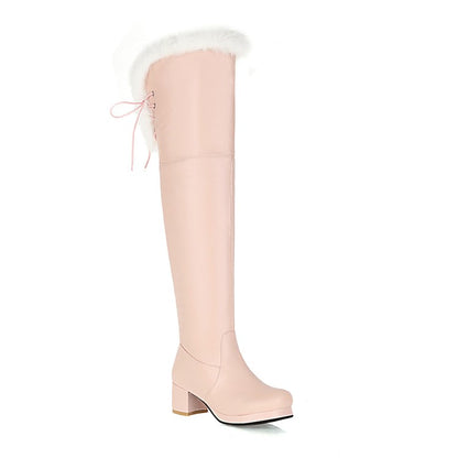 Womens' Block Heels Over the Knee Snow Boots