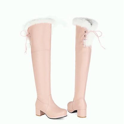 Womens' Block Heels Over the Knee Snow Boots