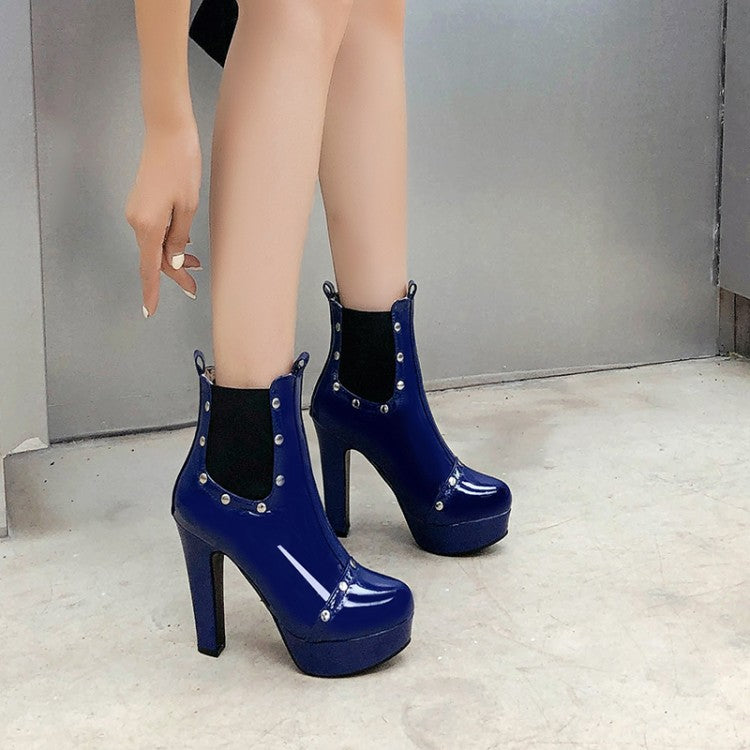 Women's Studded Platform High Heel Short Boots