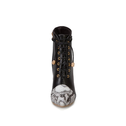 Women's Snake-print High Heel Short Boots