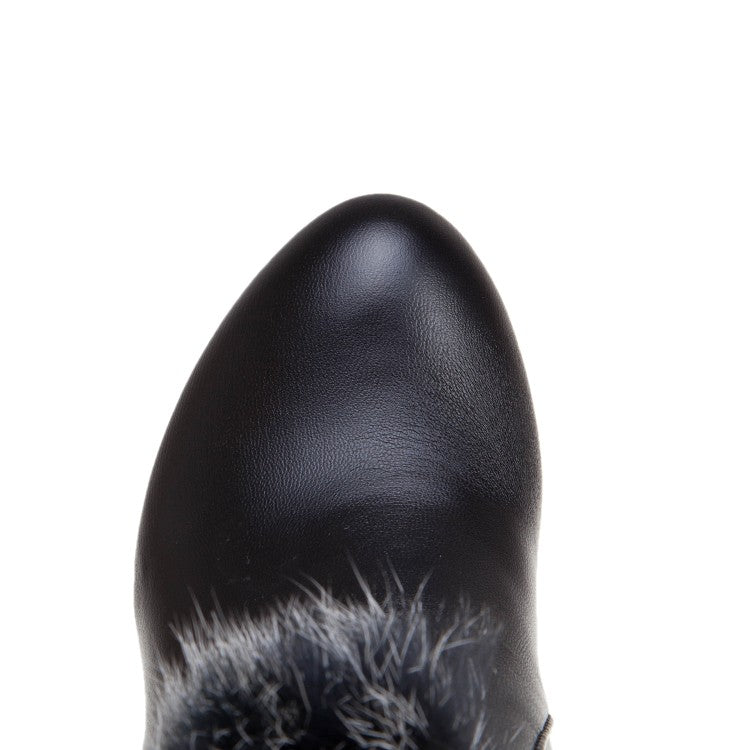 Women's Rabbit Fur High Heel Short Boots