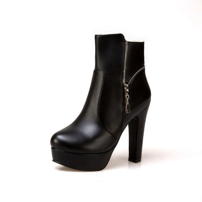 Women's Chunky High Heel Short Boots