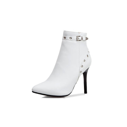 Women's Buckle Stiletto High Heel Short Boots