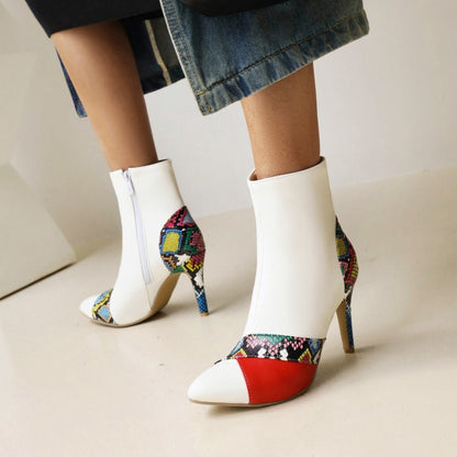 Women's Snake-printed Stiletto High Heel Short Boots