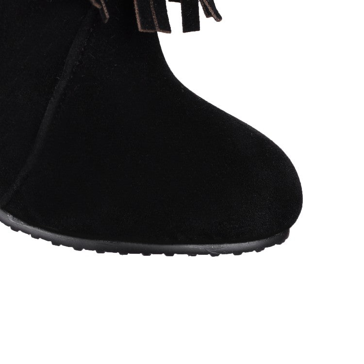 Women's Tassel High Heels Short Boots