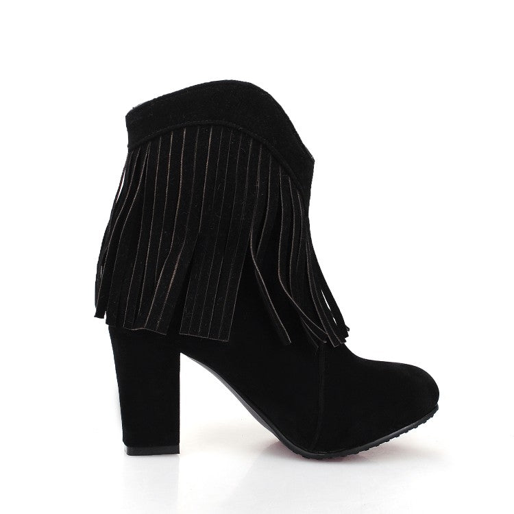 Women's Tassel High Heels Short Boots