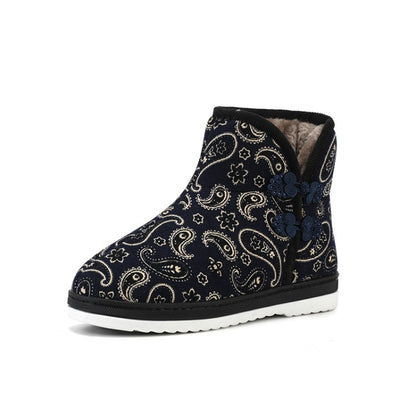 Women's Winter Floral Printed Short Snow Boots