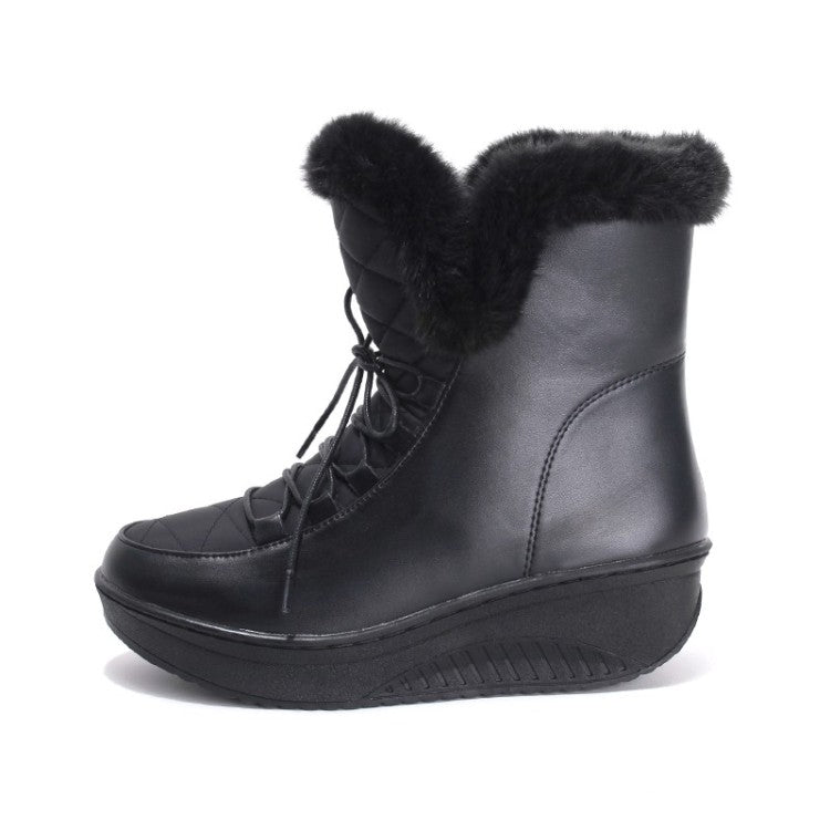 Women's Winter Wedge Heels Down Short Snow Boots