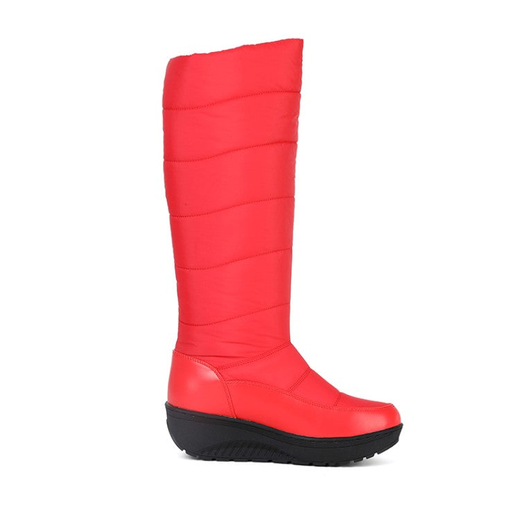 Women's Rhinestone Wedge Heel Winter Down Tall Boots