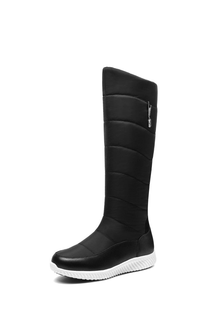 Women's Real Leather Wedge Heels Down Tall Boots for Winter