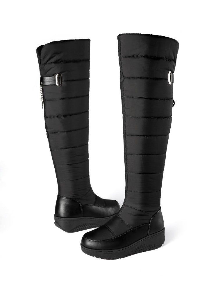 Women's Waterproof Platform Wedge Heels Down Over the Knee Boots for Winter