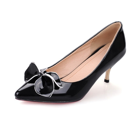 Women's Patent Leather Bowtie High Heel Stiletto Pumps