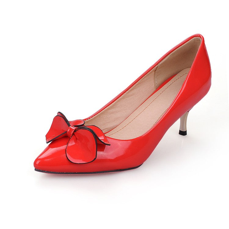 Women's Patent Leather Bowtie High Heel Stiletto Pumps