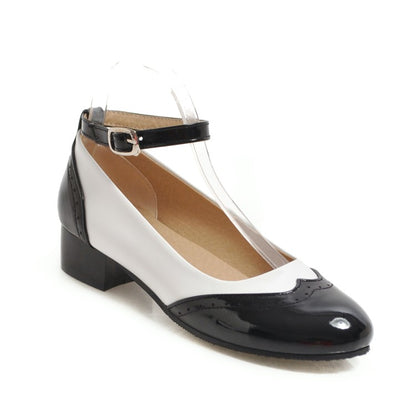 Women's Color Block Mary Jane Low Heels Pumps