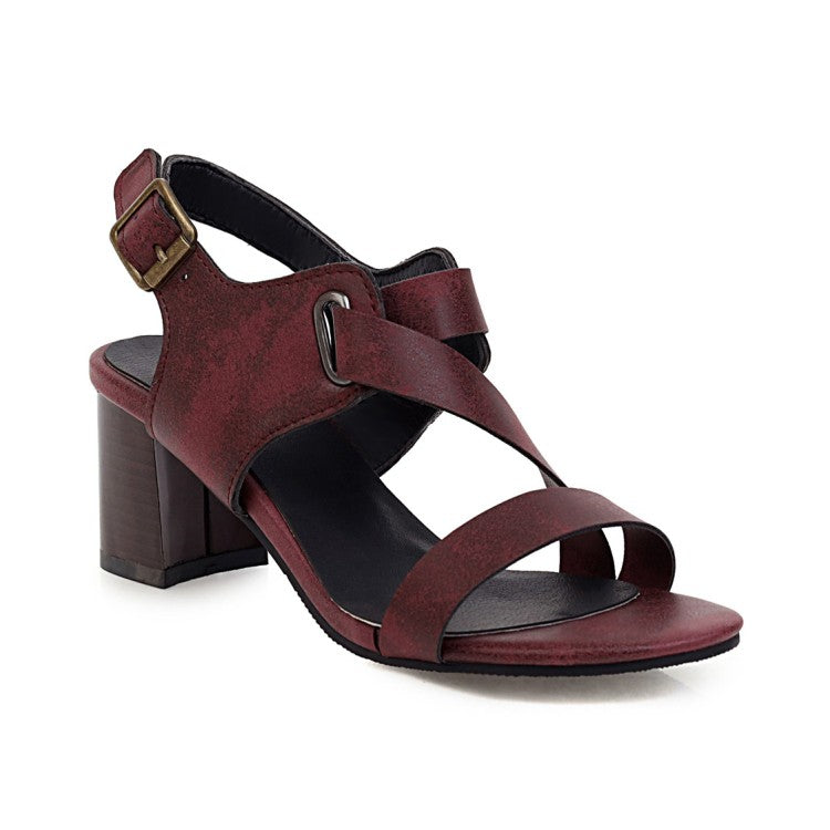 Women's's High Heeled Buckle Belt Block Heels Sandals