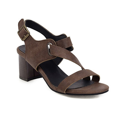 Women's's High Heeled Buckle Belt Block Heels Sandals