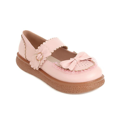 Women's's Lolita Round Toe Butterfly Knot Shallow Flat Sandals