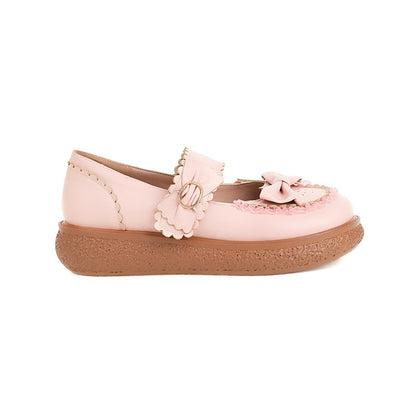 Women's's Lolita Round Toe Butterfly Knot Shallow Flat Sandals