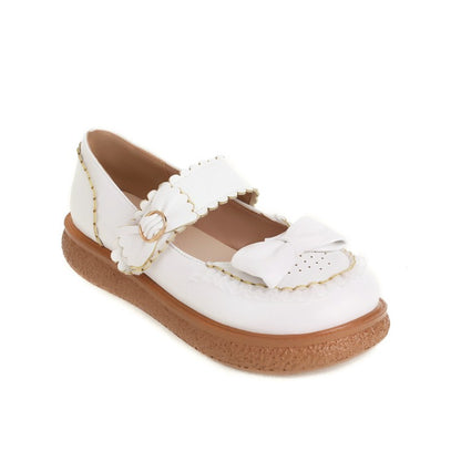 Women's's Lolita Round Toe Butterfly Knot Shallow Flat Sandals