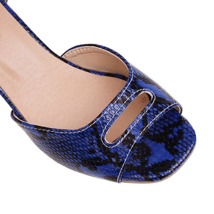 Women's's Ankle Strap Printed Block Heels Sandals