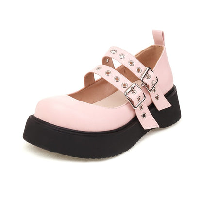 Women's Lolita Solid Color Round Toe Mary Jane Platform Flats