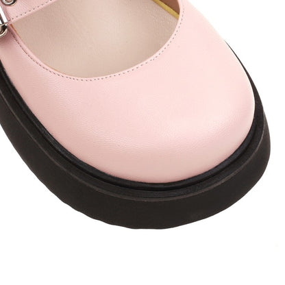 Women's Lolita Solid Color Round Toe Mary Jane Platform Flats