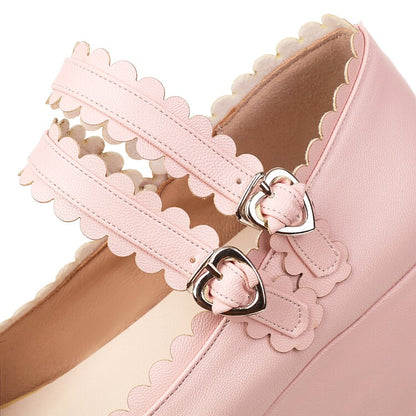 Women's Butterfly Knot Round Toe Double Ankle Strap Platform Flats