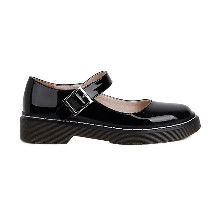 Women's Patent Leather Mary Jane Pumps Flats Shoes