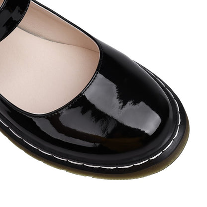 Women's Patent Leather Mary Jane Pumps Flats Shoes